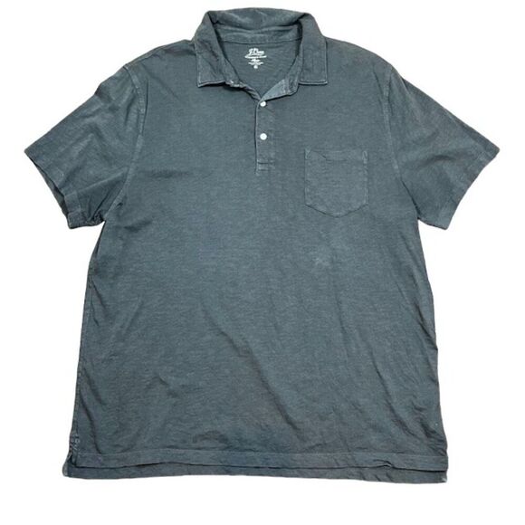 J. Crew Garment Dyed Slub Cotton Polo 100% Cotton Charcoal Men's Size XXL - Picture 1 of 9